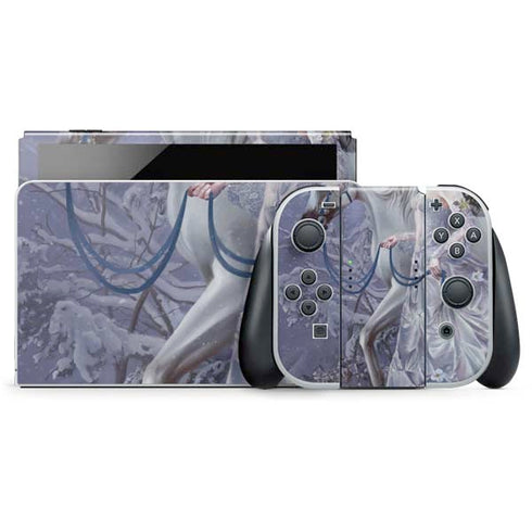 Fairy with Horse in Snow by Nene Thomas Nintendo Switch OLED (2021) Skin